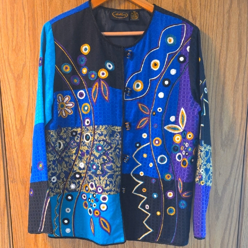 Allure Black and Gold Embroidered Jacket - Size M